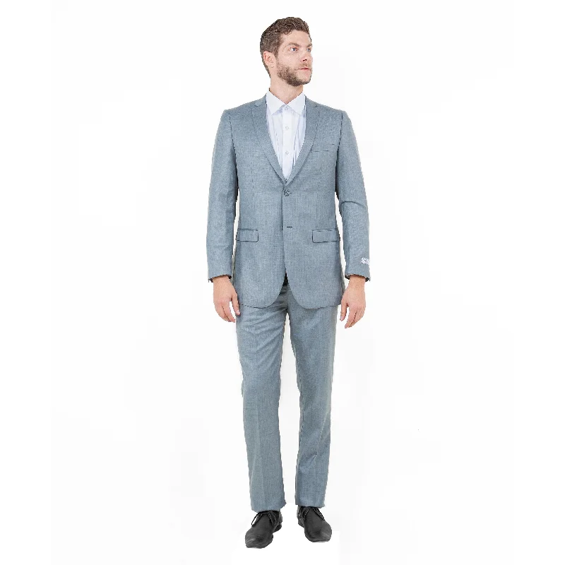 Men's 2-Piece Slim-Fit Solid Textured Suit Set, Grey