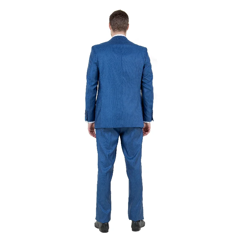 Men's Modern-Fit 3pc Sharkskin Suit Set, Blue