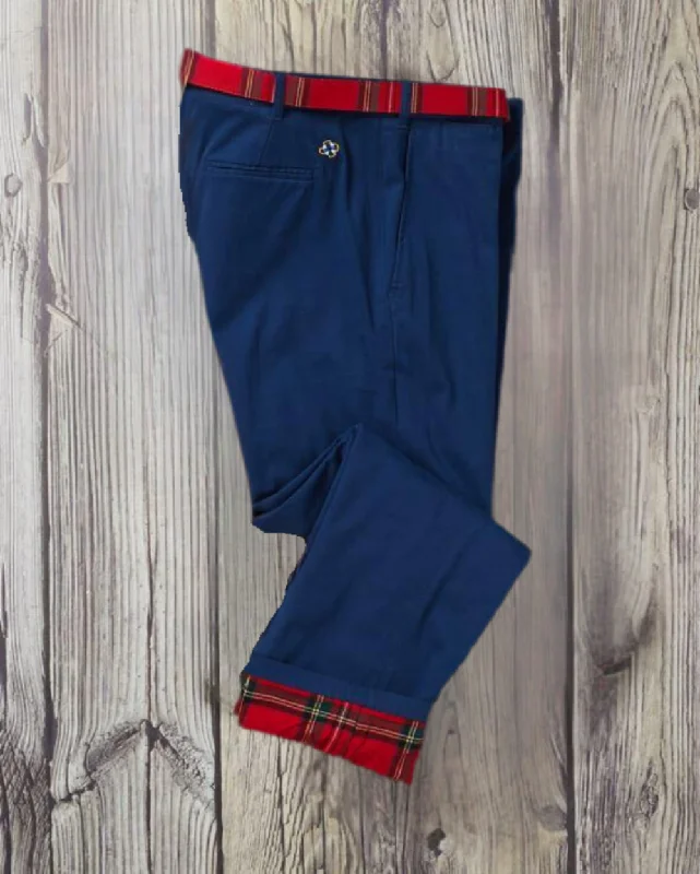 Flannel Lined Nantucket Navy Harbor Pant With Royal Stewart Tartan