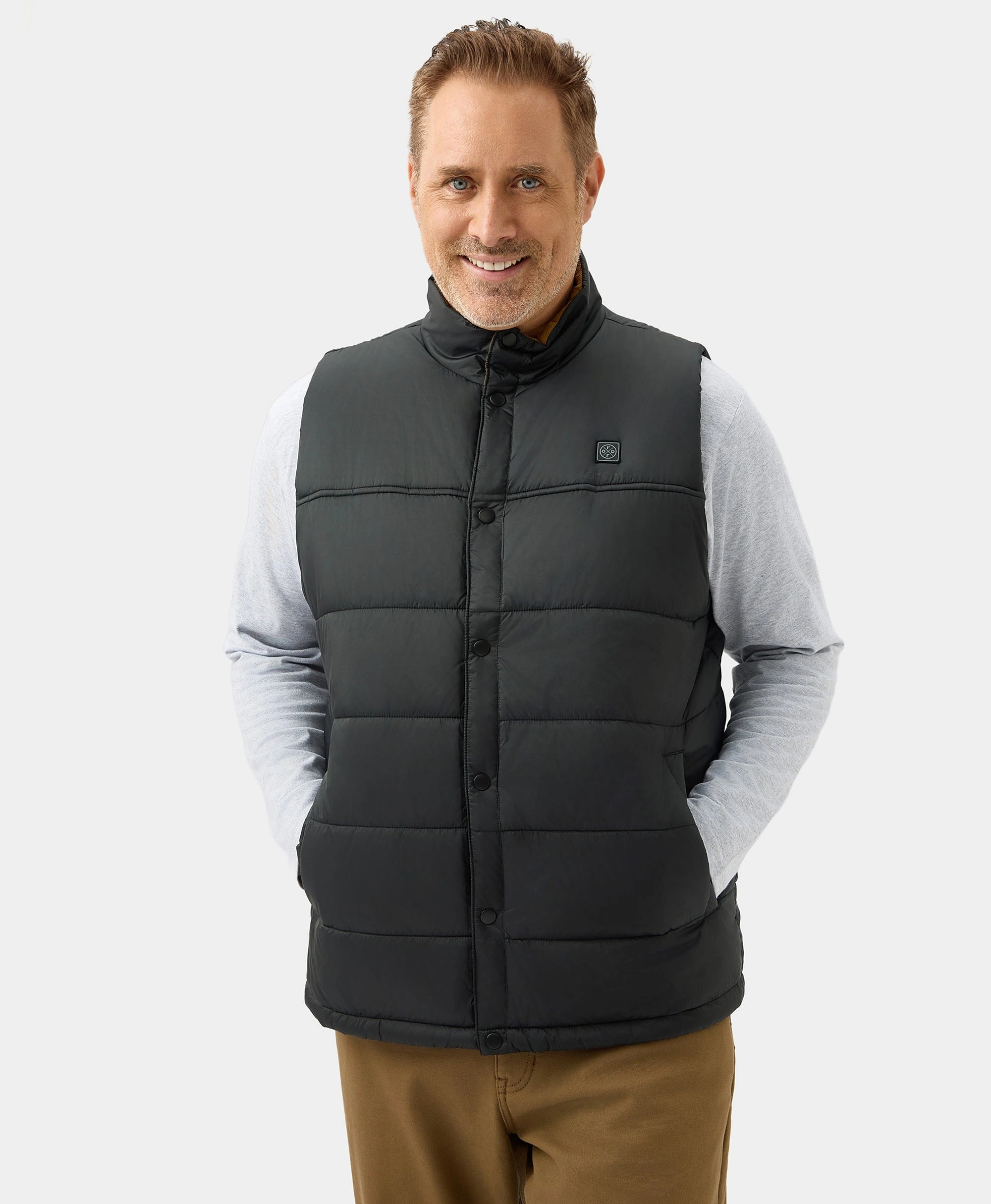 PuffLyte Men's 3-Zone Heated Lightweight Gilet - Black / Khaki