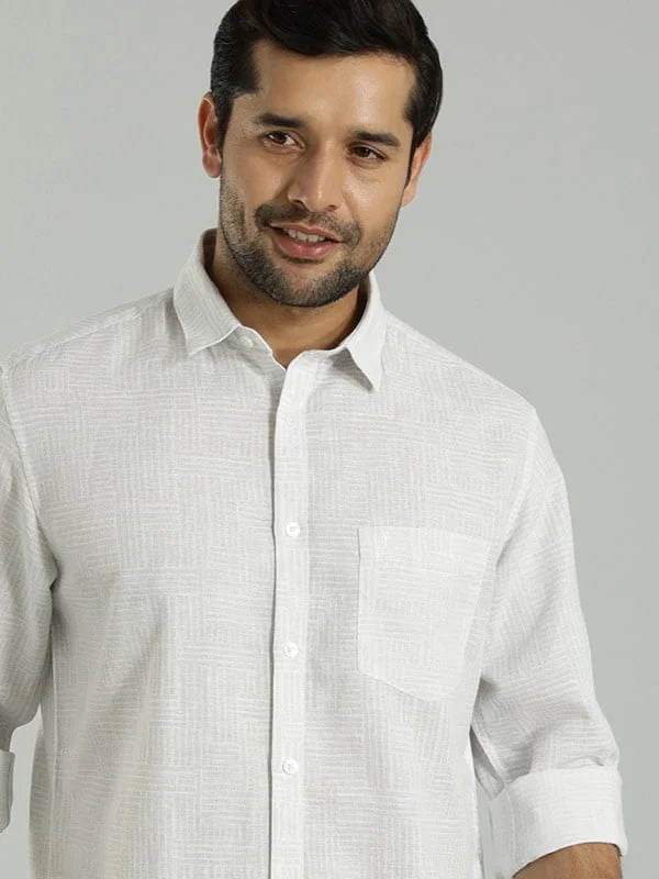 Men Printed Full Sleeve Linen Blend Shirt