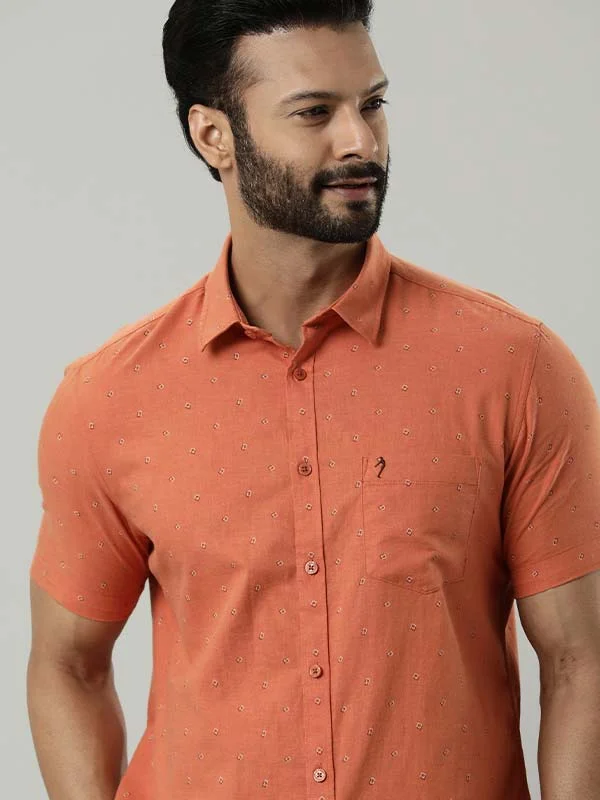 Men Printed Half Sleeve Cotton Shirt