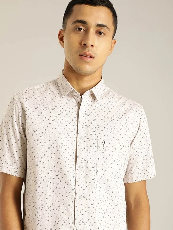 Men Printed Half Sleeve Cotton Shirt