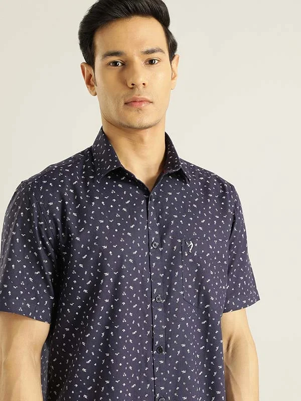 Men Printed Half Sleeve Cotton Shirt