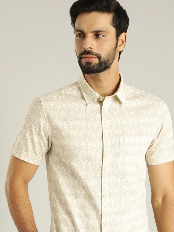 Men Printed Half Sleeve Cotton Shirt