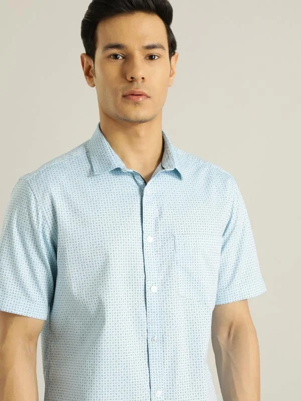 Men Printed Half Sleeve Cotton Shirt