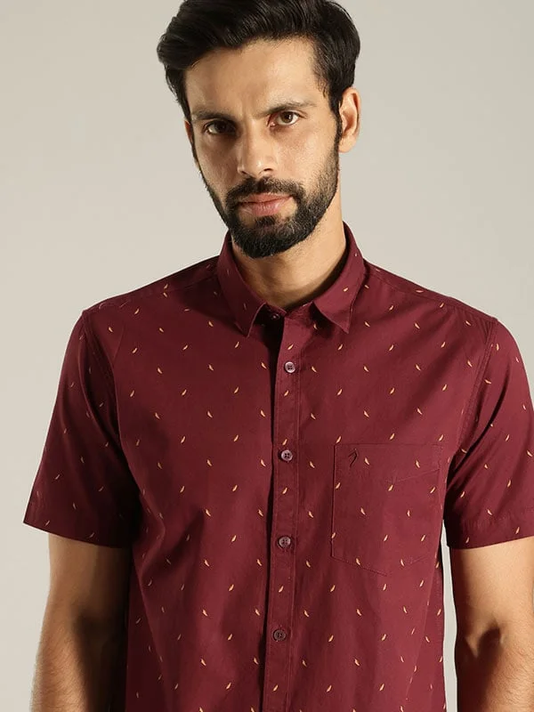 Men Printed Half Sleeve Cotton Shirt