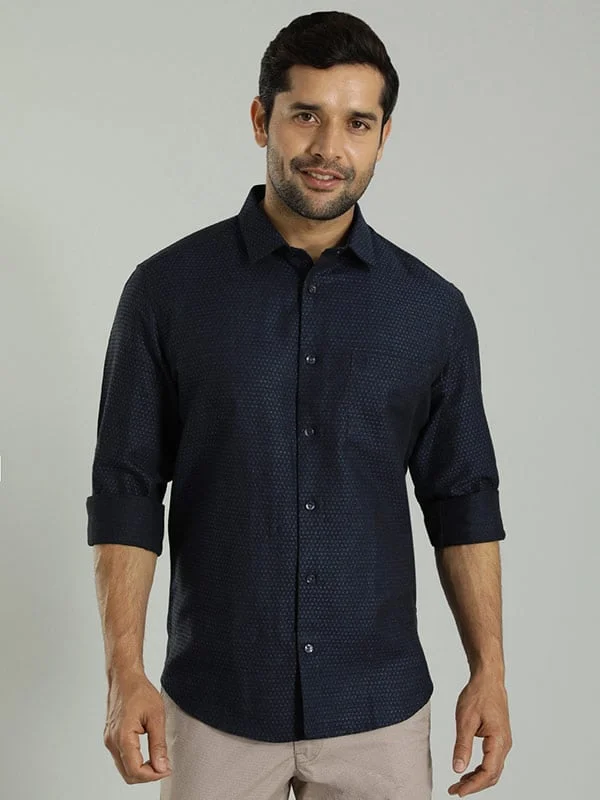 Men Solid Full Sleeve Cotton Blend Shirt