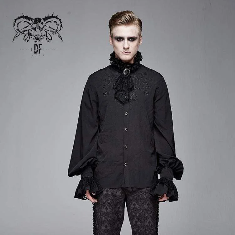 Men's Goth Puff Sleeved Shirt With Bow tie