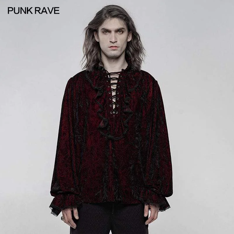 Men's Gothic Ruffles Loosed Velvet Shirts