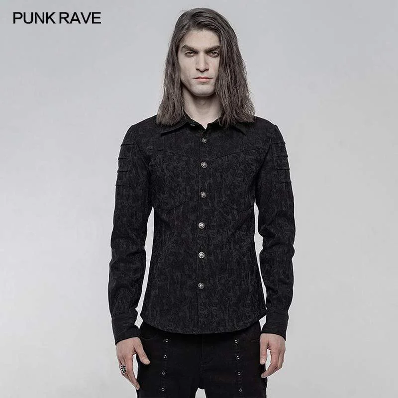 Men's Punk Elastic Jacquard Long Sleeved Shirts